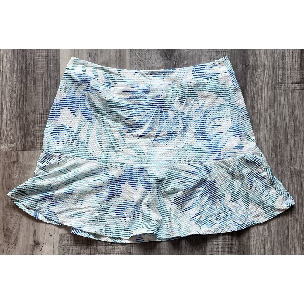Tommy Bahama Islandzone Abby Costa Wave Seersucker Skort Women Medium Blue White